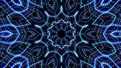 color: líneas azules, ondas brillantes, forma de flor, fondo, caleidoscopio, abstracto