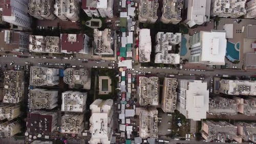 Top View of the City Weekend Market of Farm Products in a Resort Place, The Sun is shining
