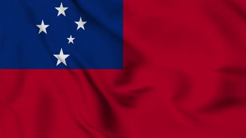 Realistic Waving Flag of Samoa Seamless Loop