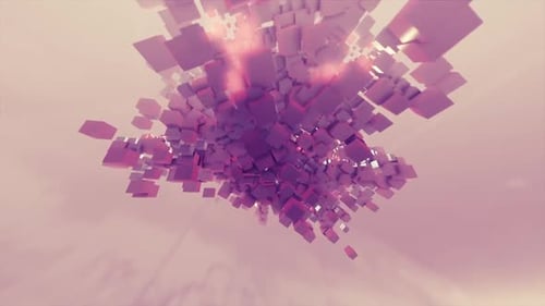 Abstract Geometric Cube Exploding Reassembly Logo Reveal
