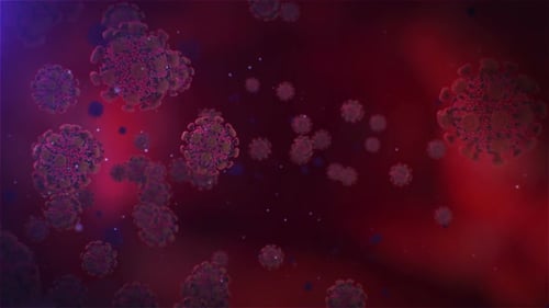 Microscopic Virus Cells Animated in a Seamless Science Background Loop