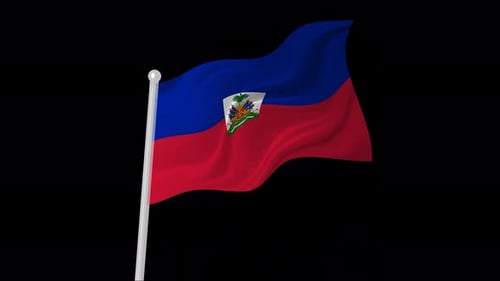 Seamless Loop Waving Flag of Haiti with Alpha Channel