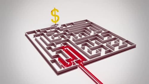 Animation of the successful finding way to get dreamed target, money. HD