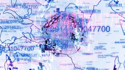 Digital Global Network Data Display with Numbers