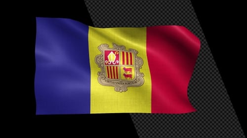 Andorra National Flag Waving in Realistic Fabric Style