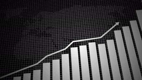 Animated Business Growth Bar Graph With World Map Background