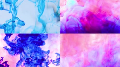 Multiscreen Split Screen Composition Collage Vibrant Colored Ink in Water