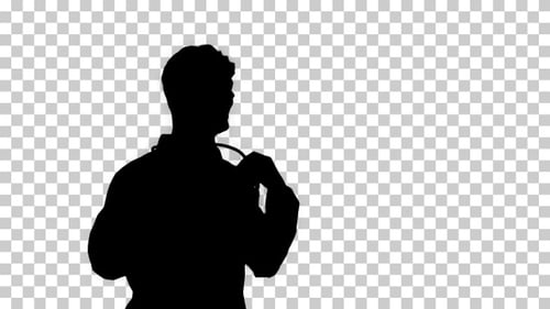 Médico de silhueta em jaleco dançando, Alpha Channel