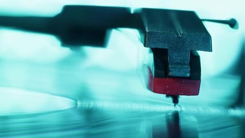 Close Up of Stylus on Vinyl Record