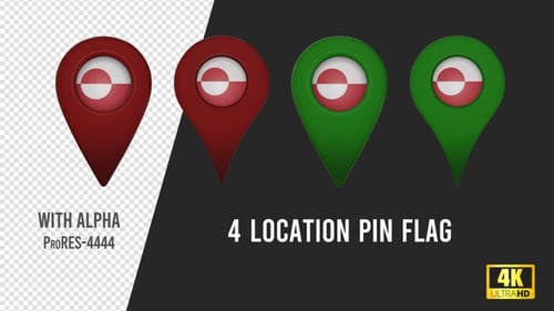 Animated 3D Greenland Flag Location Pin Pack