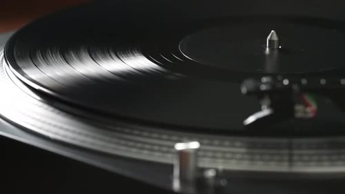 Record Spinning on a Turntable Close Up