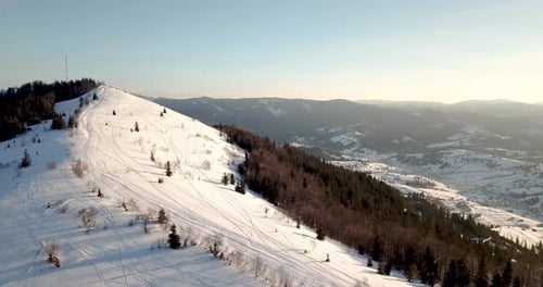 From Great Heigh Fairytale Mountain Landscape Snow Covered Alpine Sharp Peaks