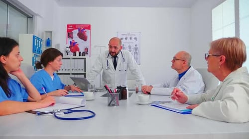 Medical Staff Meeting at a Modern Hospital