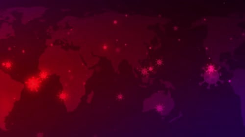 Animated Global Virus Spread on World Map Background