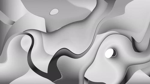 Abstract Grayscale Fluid Waves Moving Background Loop