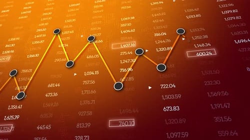 Financial data processing against orange background