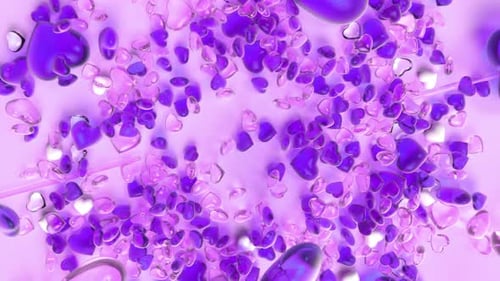 Falling Purple Hearts Forming Love Symbol Animation