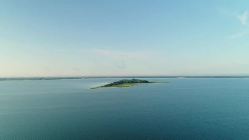 Aerial View of the Island of the Great Lake Svityaz