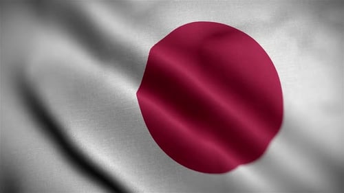 Waving Japanese Flag Realistic Animation