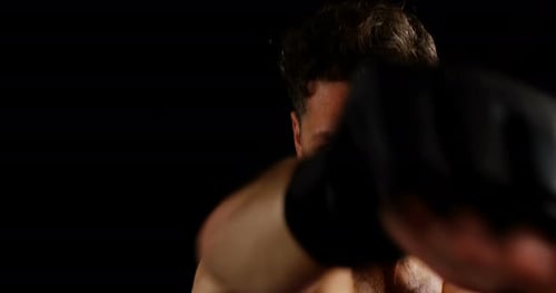 Man Boxing in Close Up