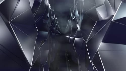 Seamless Motion Through the Dark Corridor with Polygonal Walls and Fog Clouds