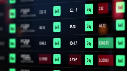 Stock Market or Exchange Information with Data of Prices, Change and Volume. Financial Indexes of