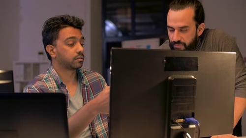 Men with Computers Working Late at Night Office 51