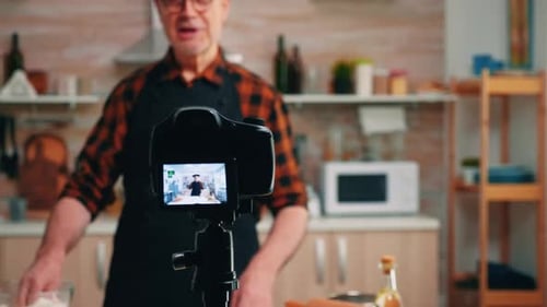 Man Streaming Live Culinary Podcast