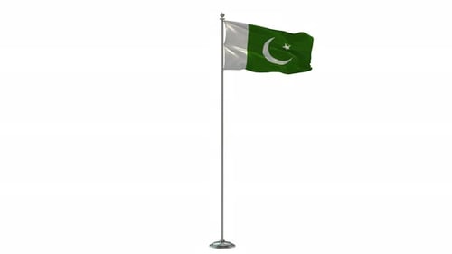 Realistic Waving Pakistan Flag on White Background