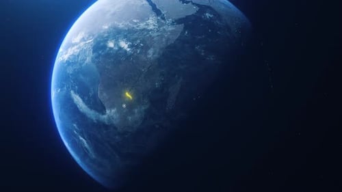 Earh Zoom In Space To Botswana Country Alpha Output