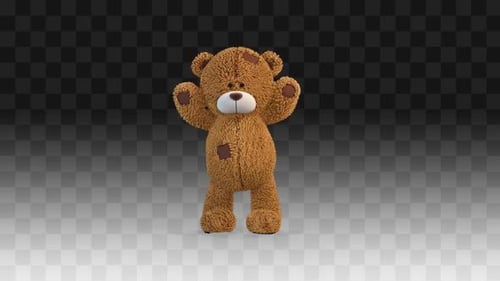 Animated 3D Teddy Bear Waving and Raising Arms