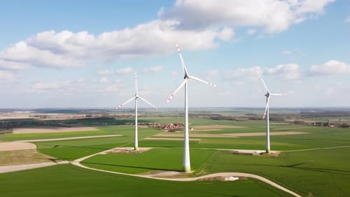 Wind Turbines Aerial View