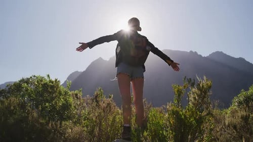 Caucasian woman enjoying the landscape
