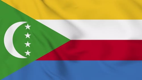 Waving Flag of Comoros Realistic Textile Fabric Animation