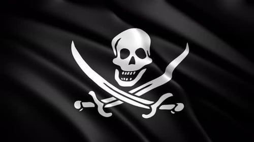 Animated Waving Pirate Flag with Skull and Crossbones