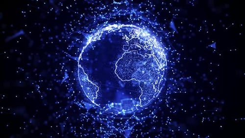 Futuristic Digital Earth Global Network Animated Background Loop