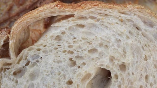 Macro Shot of Sliced Artisan Bread