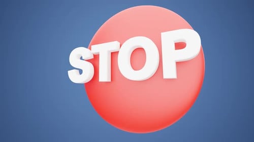 3d Render Illustration with the Inscription STOP Rotating