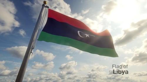 Drapeau de la Libye sur un mât