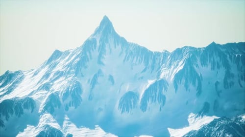 Winter Mountain Peaks Aerial Fly-Through