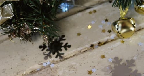 Christmas Decorations with Golden Bells and Stars