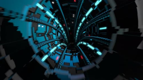 3d render of futuristic tunnel with light, loop.