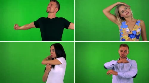 Compilation (Montage) - People Do Stretching Before Sport - Green Screen