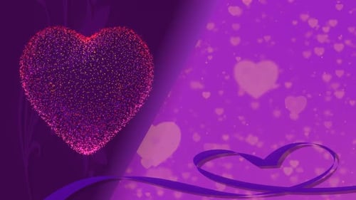 Romantic Glittering Particle Heart Loop Background Animation