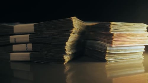 Geld Bargeld Nahaufnahme. Euro-Banknoten. Cashflow, Geschäft und Finanzierung.