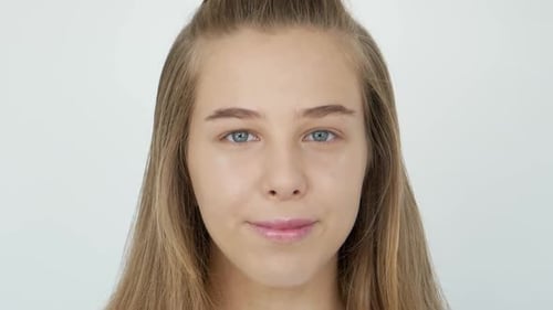 Teen Girl Smiles Showing Dental Braces