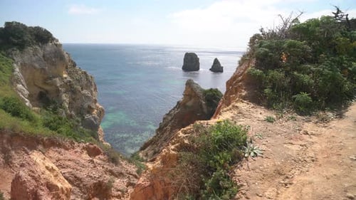 Cliffs and rocks on the ocean shore