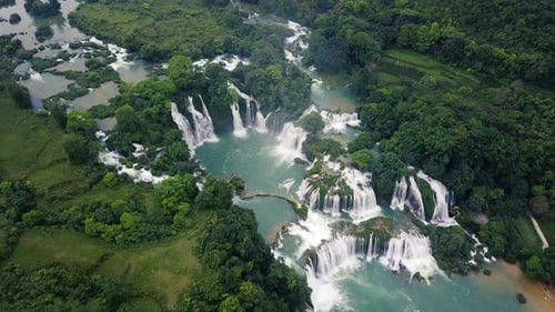 Panorama view of a beautiful waterfall