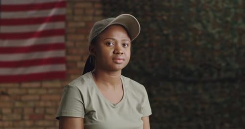 African American Military Woman on USA Base