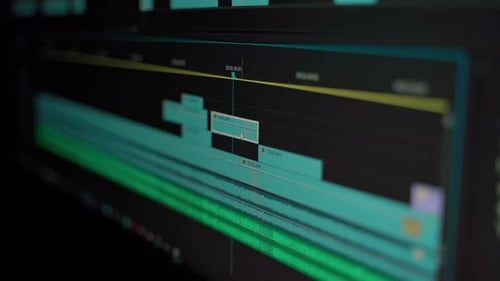 Video Editing Production Process in Software Program 4K. Monitor view processing, post production